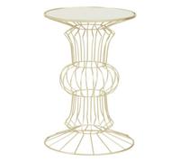 Mirrored Glass Top Side Table with Light Gold Finish Concertina Wireframe Metal