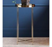 Mirrored Glass Top Tall Side Table with Black Slim Metal Legs, Allure