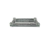 Mirrored Glass Vanity Tray with Crushed Diamond Frame, 20x10 cm Silver