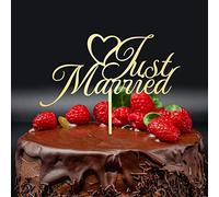 Mirrored Gold Acrylic Cake Topper, Just Married Cake Topper, Boho Cake Topper Custom Initials Cake Topper, Party Cake Decoration