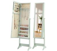Mirrored Jewellery Armoire 3 Tilting Angles Jewelry Cabinet Organizer Gymax Light Green One Size