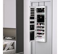 Mirrored Jewellery Storage Cabinet Door Mounted Wall mounted HOMCOM Grey One Size