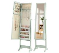 Mirrored Jewelry Armoire Standing Jewellery Cabinet-Green