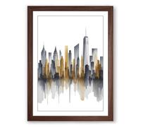 Mirrored Metropolis Modern Framed Wall Art Print A3 (42×29.7cm) Walnut, Wall Decor for Living Room, Bedroom, Office & Home, Ready to Hang, Art Gift