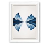 Mirrored Mountains Minimalist Framed Wall Art Print A3 (42×29.7cm) White, Wall Decor for Living Room, Bedroom, Office & Home, Ready to Hang, Art Gift