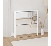 Mirrored Shoe Cabinet with 2 Flip Drawers, Slim Storage nizer for Hallway, Elegant Sideboard Unit, Space-Saving Design, 63x17x67 cm