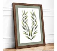 Mirrored Study Botanical Framed Wall Art Print A2 (59.4×42cm) Walnut, Wall Decor for Living Room, Bedroom, Office & Home, Ready to Hang, Art Gift