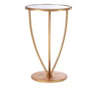 Mirrored Top Side Table with Distressed Gold Finish Metal Frame | Marcia