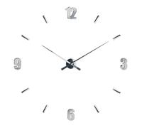 Mirrored Wall Clock, Black DIY Wall Clock With Sleek Numbers, Mirror Finish Modern Clock For Wall Display Premier Housewares Silver One Size