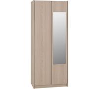 Seconique Paris 2 Door Mirrored Wardrobe Smoked Ash Effect Curved Edges