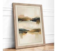 Mirrored Waterscapes Minimalist Framed Wall Art Print A2 (59.4×42cm) Oak, Wall Decor for Living Room, Bedroom, Office & Home, Ready to Hang, Art Gift