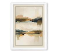 Mirrored Waterscapes Minimalist Framed Wall Art Print A2 (59.4×42cm) White, Wall Decor for Living Room, Bedroom, Office & Home, Ready to Hang, Art Gift