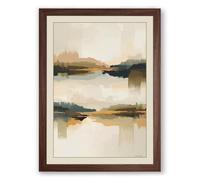 Mirrored Waterscapes Minimalist Framed Wall Art Print A4 (29.7×21cm) Walnut, Wall Decor for Living Room, Bedroom, Office & Home, Ready to Hang, Art Gift