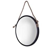 Mirrorize Large 61cm Rope Hanging Round Mirror, Circle Framed Bathroom Vanity Mirror, Wall Mirror for Living Room Hallway Bedroom