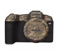 Mirrorless Camera Wrap Skin Vinyl Body Protective Sticker Premium Texture Ultra Slim Film Decals Cover for Canon EOS R8 EOSR8 (Wave Gold)
