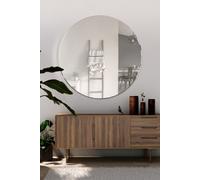 MirrorOutlet All Glass Bevelled Classic Design Round Mirror 100 X 100Cm, Silver