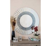 MirrorOutlet All Glass Stylised Round Wall Mirror 80 X 80 Cm