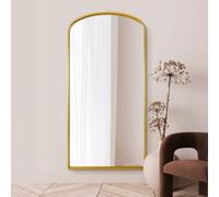 MirrorOutlet The Angustus - Gold Metal Framed Modern Shallow Arched Wall and Leaner Mirror 79" X 39" (200CM X 100CM) Black. 2cm Wide Frame and 3cm Deep.…,200 x 100cm