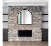 MirrorOutlet Arched Modern Black Large Arched Metal Modern Wall Mirror: 100 x 100cm - Suitable for Bedroom, Living Room, Dressing Room, and Living spaces.