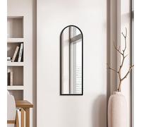 MirrorOutlet Arched Modern Black Large Arched Metal Modern Wall Mirror: 120 x 40cm - Suitable for Bedroom, Living Room, Dressing Room, and Living spaces.