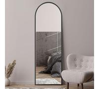 MirrorOutlet Arched Modern Black Large Arched Metal Modern Wall Mirror: 180 x 60cm - Suitable for Bedroom, Living Room, Dressing Room, and Living spaces.