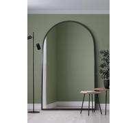 MirrorOutlet Arched Modern Black Large Arched Metal Modern Wall Mirror: 190 x 120cm - Suitable for Bedroom, Living Room, Dressing Room, and Living spaces.
