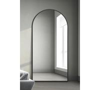 MirrorOutlet Arched Modern Black Large Arched Metal Modern Wall Mirror: (200CM X 100CM). - Suitable for Bedroom, Living Room, Dressing Room, and Living spaces.