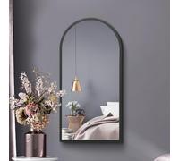 MirrorOutlet Arched Modern Black Large Arched Metal Modern Wall Mirror: (80CM X 40CM) - Suitable for Bedroom, Living Room, Dressing Room, and Living spaces.