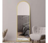MirrorOutlet Arched Modern Gold Large Arched Metal Modern Wall Mirror: 180 x 60cm - Suitable for Bedroom, Living Room, Dressing Room, and Living spaces.