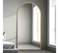 MirrorOutlet Arched Modern Gold Large Metal Framed Wall Mirror: (200CM X 100CM). - Suitable for Bedroom, Living Room, Dressing Room, and Living spaces.