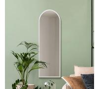 MirrorOutlet Arched Modern White Large Arched Metal Modern Wall Mirror: 120 x 40cm - Suitable for Bedroom, Living Room, Dressing Room, and Living spaces.
