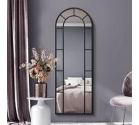 MirrorOutlet The Arcus - Black Framed Modern Full Length Arched Leaner/Wall Mirror 67" X 24" (170CM X 60CM) Silver Mirror Glass with Black All weather Backing