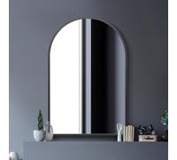 MirrorOutlet Arcus Black Metal Arch Wall Mirror - 120x80cm