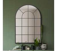 MirrorOutlet Arcus Black Metal Arch Wall Mirror - 120x80cm