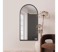 MirrorOutlet Arcus Black Metal Arch Wall Mirror - 140x70cm