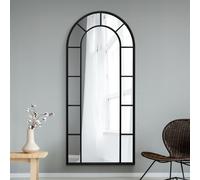 MirrorOutlet Arcus Black Metal Arch Wall Mirror - 190x85cm
