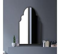 MirrorOutlet The Arcus - Black Metal Framed Modern Arched Wall Mirror 41" X 24" (104CM X 61CM) Black frame