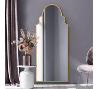 MirrorOutlet The Arcus - Gold Framed Modern Full Length Arched Leaner Wall Mirror 79" X 33" (200CM X 85CM) Silver Mirror Glass with Black All weather Backing.