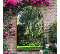 Mirroroutlet Arcus - Gold Full Length Framed Arched Leaner Wall Garden Outdoor Mirror 75" X 47" (190X120Cm)