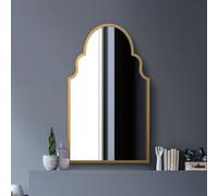 MirrorOutlet The Arcus - Gold Metal Framed Modern Arched Wall Mirror 41" X 24" (104CM X 61CM) Gold Frame