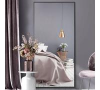 MirrorOutlet The Artus - Black Modern Aluminium Edged Wall Leaner Mirror 68" X 33" (174CM X 85CM) Silver Mirror Glass.…