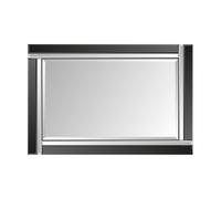 MirrorOutlet Aston Black All Glass Small Mirror 90 X 60 Cm, Black