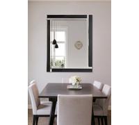 Mirroroutlet Aston Large Black Double Bevelled All Glass Mirror