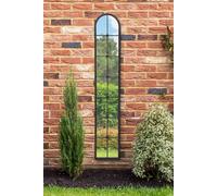 MirrorOutlet The Arcus - Black Framed Modern Full Length Garden Arched Leaner Wall Mirror 67" X 12" (170CM X 30CM) Silver Mirror Glass with Black All weather Backing.