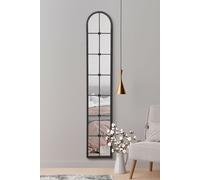 MirrorOutlet The Arcus - Black Framed Modern Full Length Arched Leaner Wall Mirror 67" X 12" (170CM X 30CM) Silver Mirror Glass with Black All weather Backing