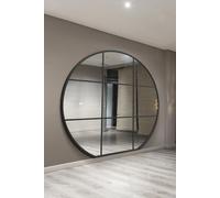 MirrorOutlet Black Framed Flat Bottom Circular Window Wall Mirror (189CM X 180CM) | Size: 1 Pack MirrorOutlet Black 1 Pack