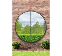 MirrorOutlet Black Large Circular Window Metal Garden Wall Mirror (180x180cm) | Size: 1 Pack MirrorOutlet Black 1 Pack