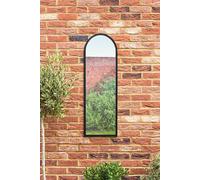 MirrorOutlet The Arcus - Black Metal Framed Modern Arched Garden Wall Leaner Mirror 47" X 16" (120CM X 40CM) Black. 2cm Wide Frame and 3cm Deep