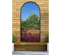 Black Metal Framed Arched Wall Garden Mirror 55" X 27.5" (140 X 70CM) MirrorOutlet Black 1 Pack