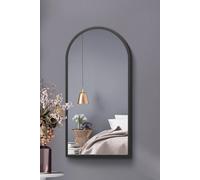 MirrorOutlet Black Metal Framed Arched Wall Mirror 31" X 16" (80CM X 40CM) | Size: 1 Pack MirrorOutlet Black 1 Pack